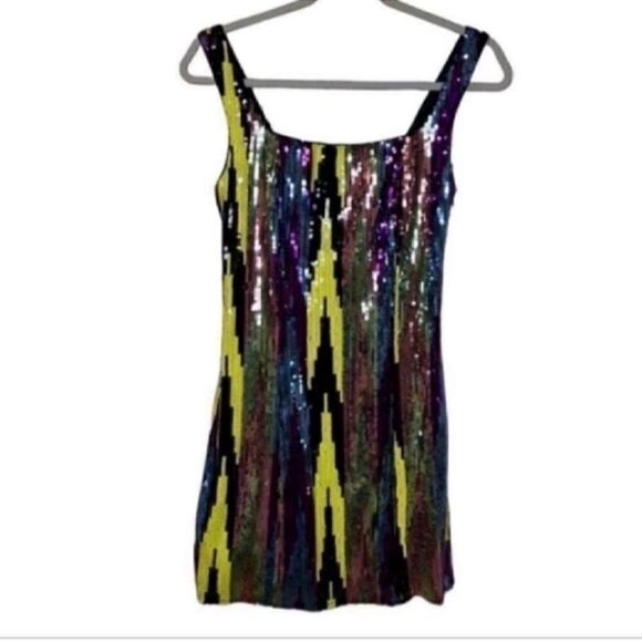 Aqua Sequin Multi-colored Body-con Dress (Size XS) - Picture 5 of 9
